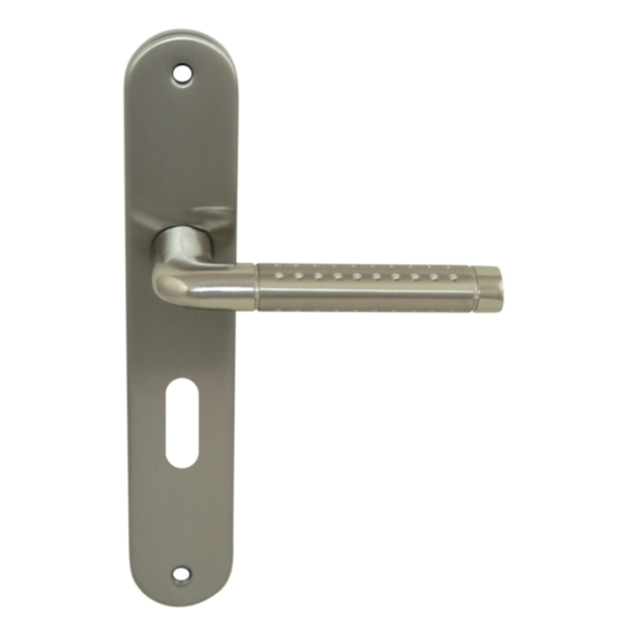 2 poignées de porte Cléa entraxe 195 clé alu/acier nickel mat - INVENTIV