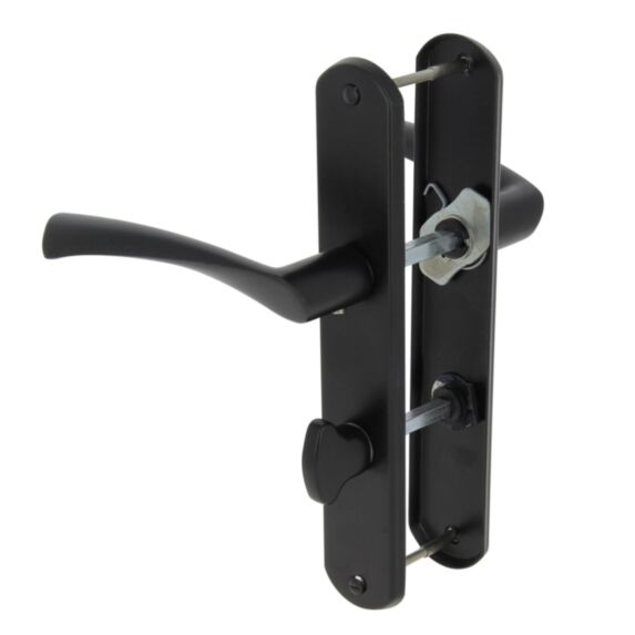 2 poignées de porte Leon entraxe 195 condamnation alu/acier noir mat - INVENTIV