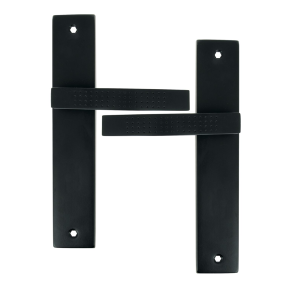 2 poignées de porte Mael entraxe 195 sans trou alu/acier noir mat - INVENTIV