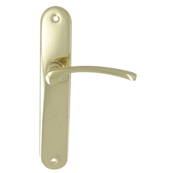 2 poignées de porte Nour entraxe 195 sans trou alu/acier laiton poli - INVENTIV