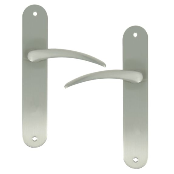 2 poignées de porte Romy entraxe 195 sans trou alu/acier nickel mat - INVENTIV
