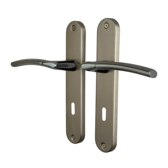 Poignée de porte Amel entraxe 195 clé nickel/nickel mat alu  - INVENTIV