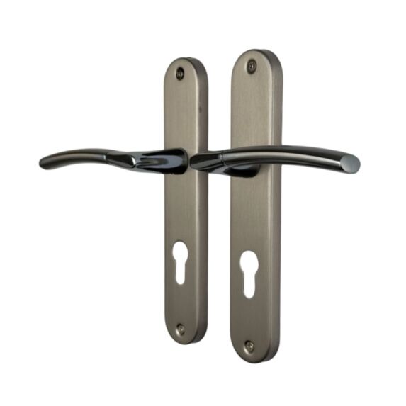 Poignée de porte extérieure Amel entraxe 195 cylindre nickel/nickel mat alu  - INVENTIV