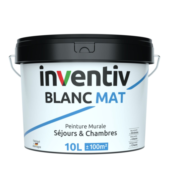 Peinture Murale Séjours et Chambres Blanc Mat 10L - INVENTIV