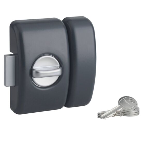 Verrou universel cylindre 45mm + clés anthracite - INVENTIV