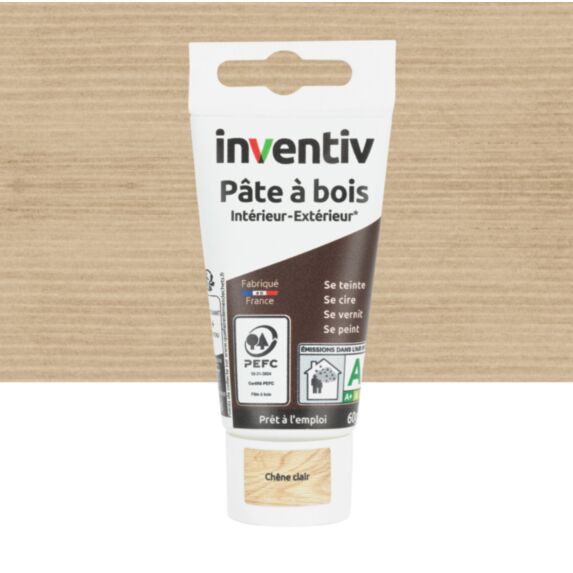Pâte à bois chêne clair 60gr - INVENTIV