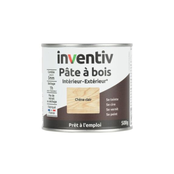 Pâte à bois chêne clair 500gr - INVENTIV