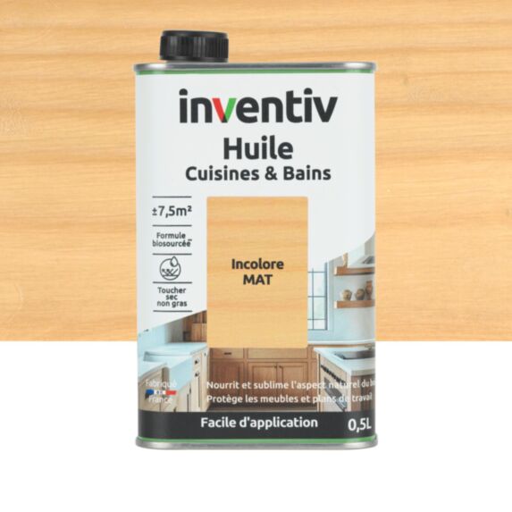 Huile Cuisines & Bains incolore mat 0,5L - INVENTIV