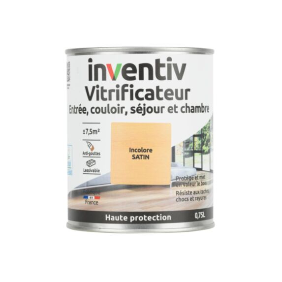 Vitrificateur parquet incolore satin 0,75L - INVENTIV