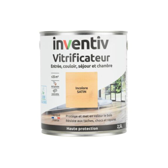 Vitrificateur parquet incolore satin 2,5L - INVENTIV