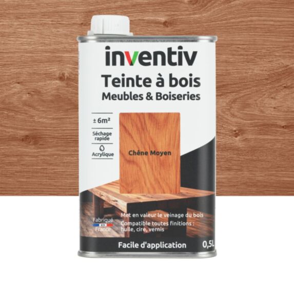 Teinte à bois Meubles & Boiseries chêne moyen 0,5L - INVENTIV