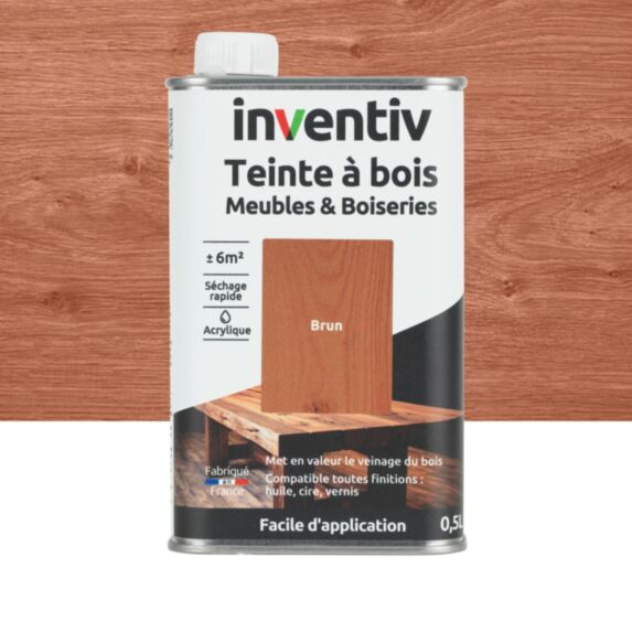 Teinte à bois Meubles & Boiseries brun 0,5L - INVENTIV
