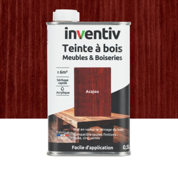 Teinte à bois Meubles & Boiseries acajou 0,5L - INVENTIV
