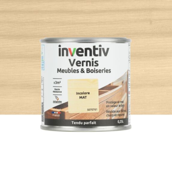 Vernis Meubles & Boiseries incolore mat 0,25L - INVENTIV