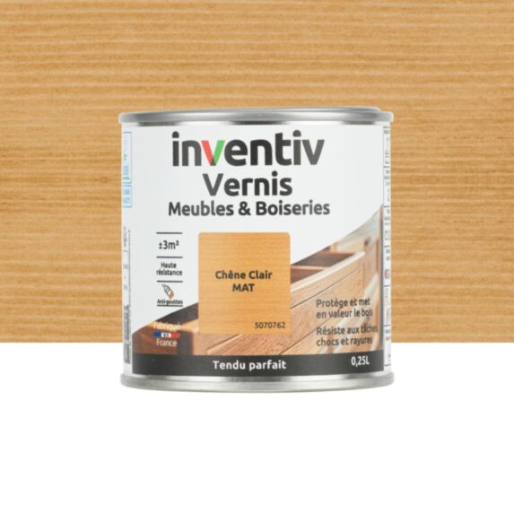 Vernis Meubles & Boiseries chêne clair mat 0,25L - INVENTIV