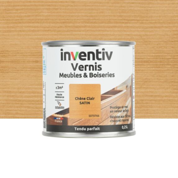 Vernis Meubles & Boiseries chêne clair satin 0,25L - INVENTIV