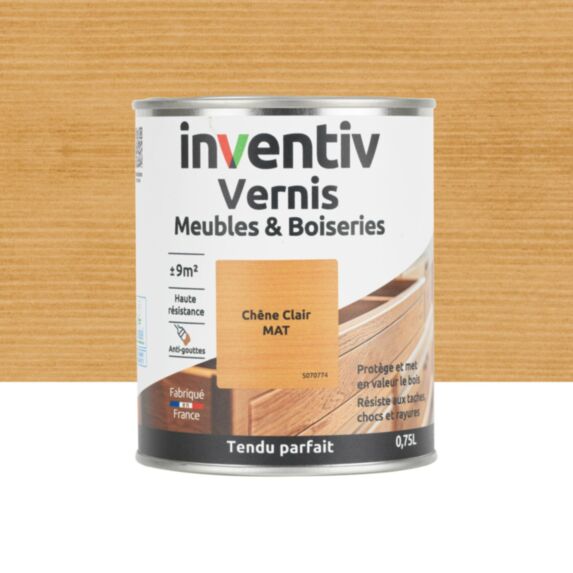 Vernis Meubles & Boiseries chêne clair mat 0,75L - INVENTIV