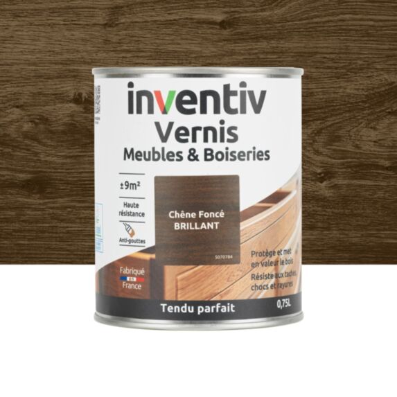 Vernis Meubles & Boiseries chêne foncé brillant 0,75L - INVENTIV