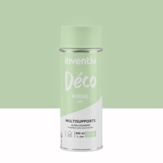 Peinture aérosol Multisupports ultra-couvrant amande mat 400ml - INVENTIV