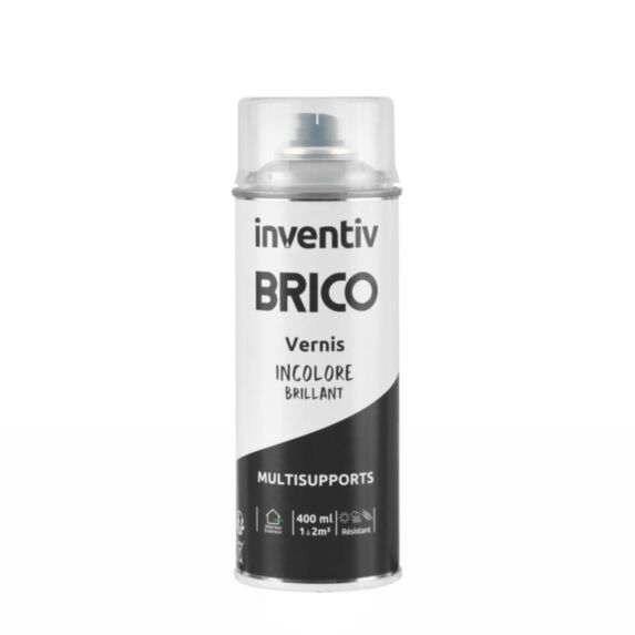 Vernis aérosol Multisupports incolore brillant 400ml - INVENTIV