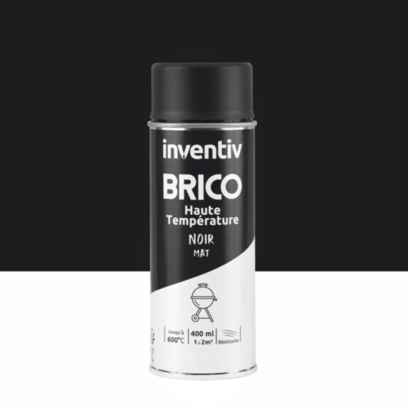 Peinture aérosol Haute Température noir mat 400ml - INVENTIV