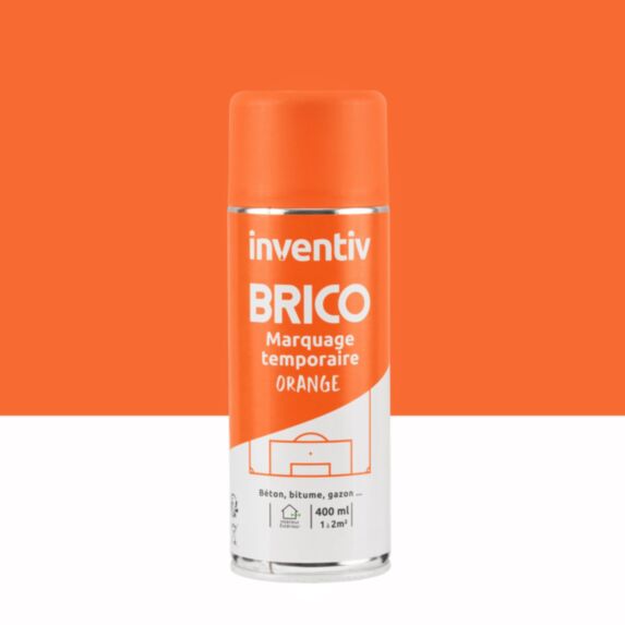 Peinture aérosol Marquage Temporaire orange 400ml - INVENTIV