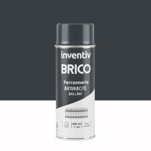 Peinture aérosol Ferronnerie anthracite brillant 400ml - INVENTIV