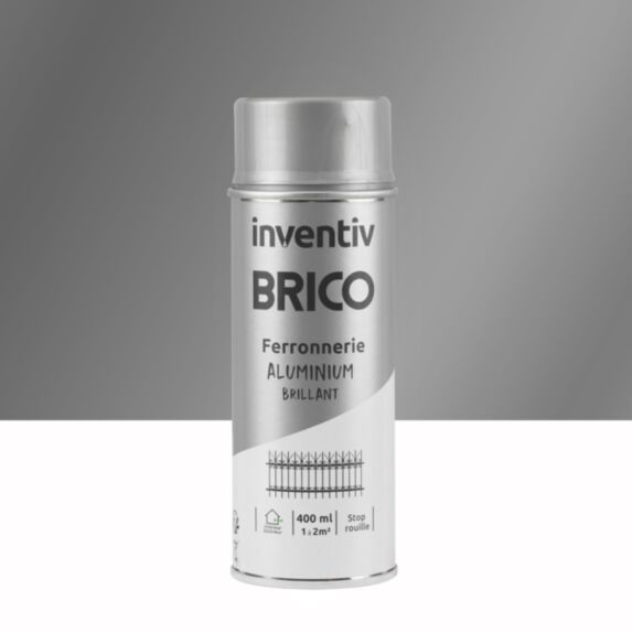 Peinture aérosol Ferronnerie aluminium brillant 400ml - INVENTIV