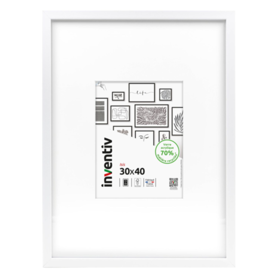 Cadre photo Isis blanc 30x40cm - INVENTIV