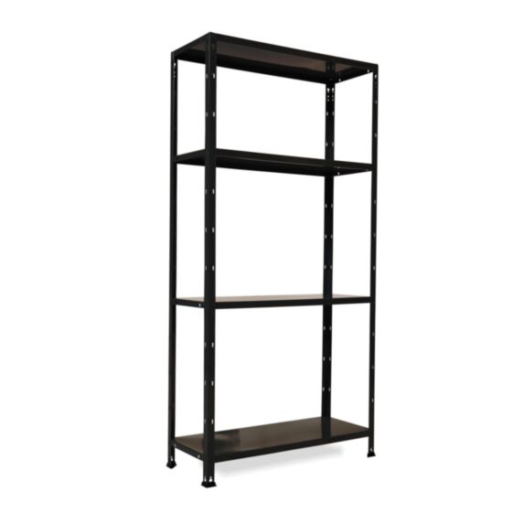 Etagère 4 plateaux métal/bois 30x75xH.150cm noir - INVENTIV