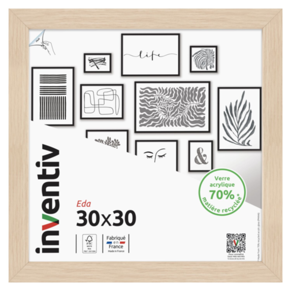 Cadre photo Eda naturel 30x30cm - INVENTIV