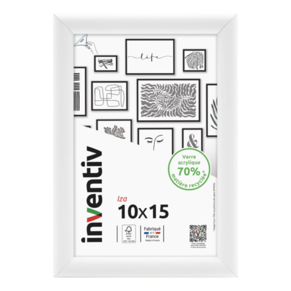 Cadre photo Iza blanc 10x15cm - INVENTIV