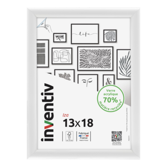 Cadre photo Iza blanc 13x18cm - INVENTIV