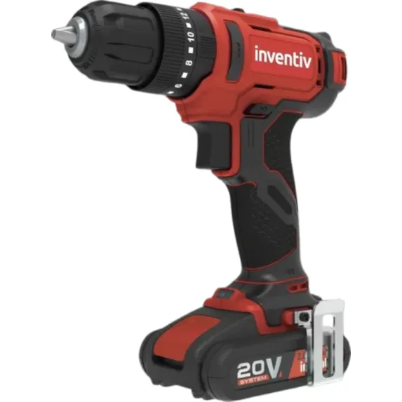 Perceuse visseuse à percussion 20V 10mm rouge noir - INVENTIV