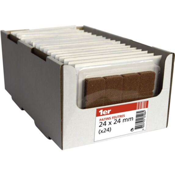 Patin feutre Cellulo marron 24x24x24mm - 1ER