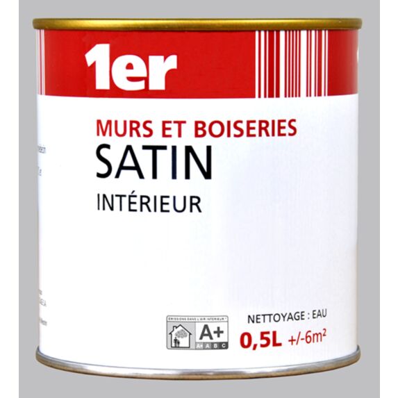 Peinture Murs et Boiseries Satin Blanc 0,5L - 1ER