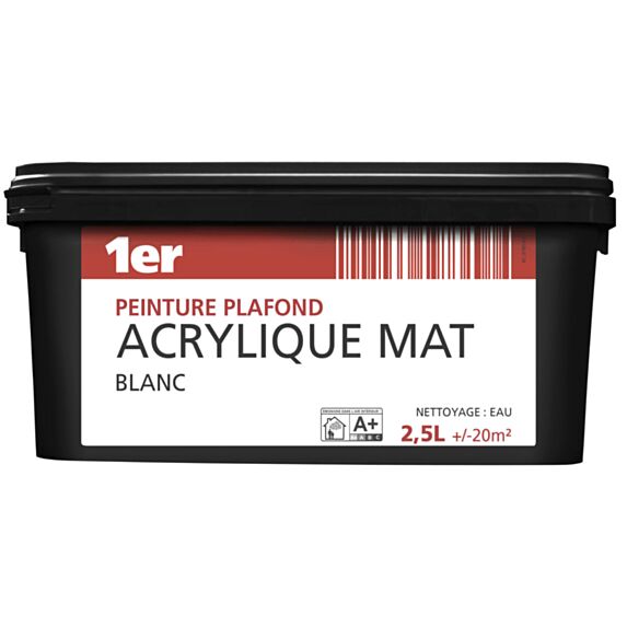 Peinture plafond acrylique blanc mat 2,5L - 1ER