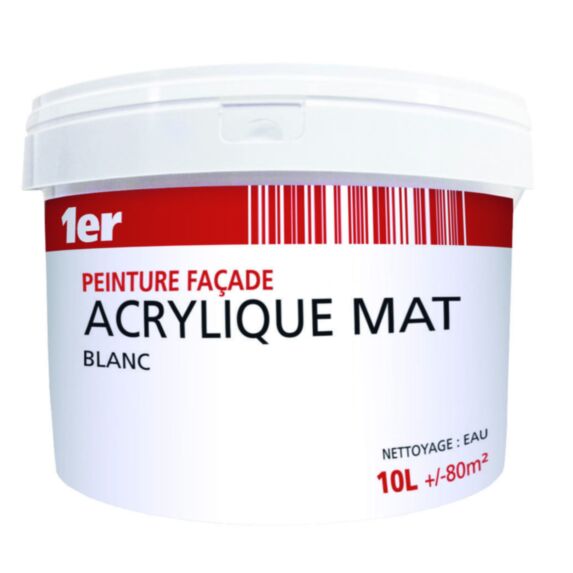 Peinture façade acrylique 10L- blanc - 1ER