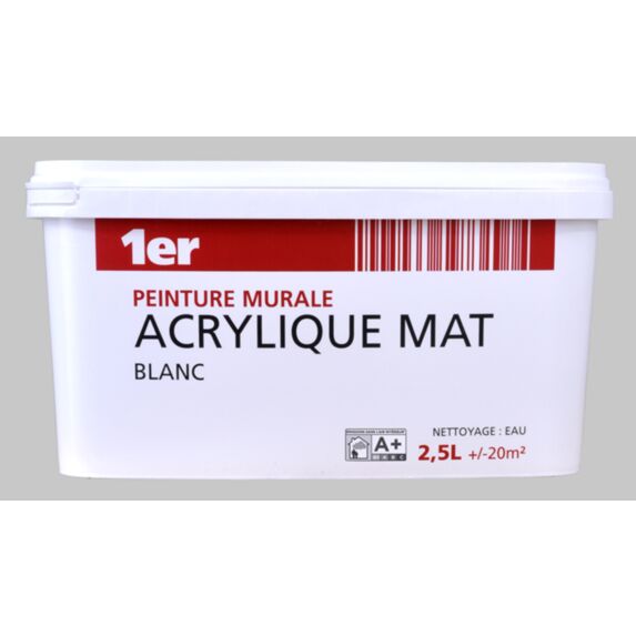 Peinture Murale Mat Blanc 2,5L - 1ER