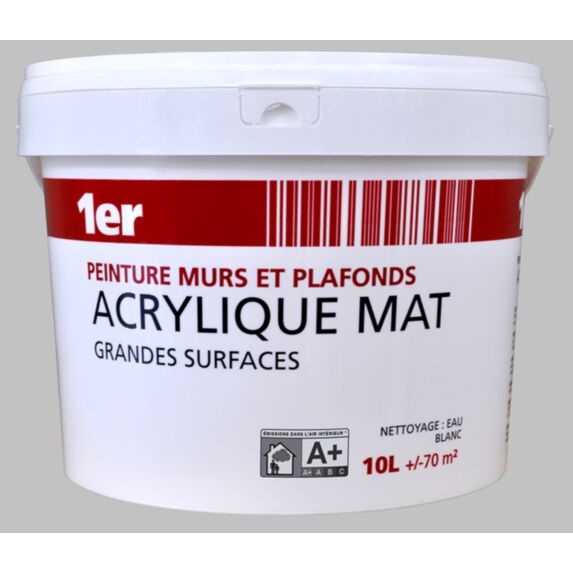 Peinture Murs et Plafonds Grandes Surfaces Blanc Mat 10L - 1ER