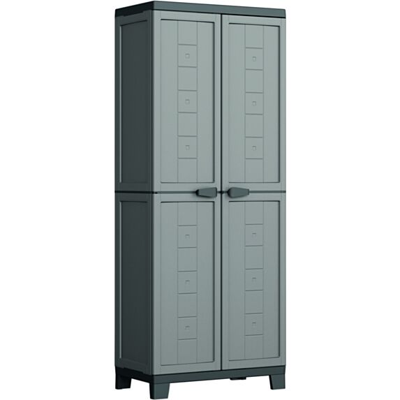 Armoire de rangement haute résine H173xL68xP39cm gris/noir - 1ER