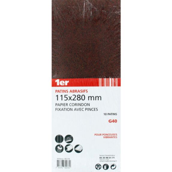 10 Patins Abrasifs Corindon GR40 115x280mm