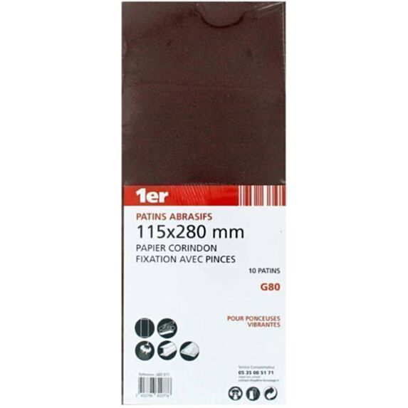 10 Patins Abrasifs Corindon GR80 115x280mm
