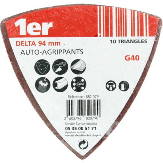 10 patins abrasifs Delta 95 auto agrippants grains 40 - 1ER