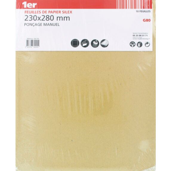10 feuilles de Papier Silex 230 x 280 mm GR80 - 1ER