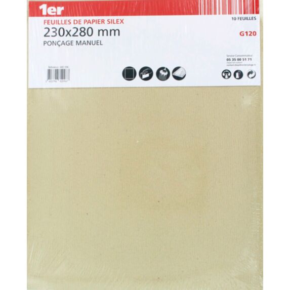 10 feuilles de Papier Silex 230 x 280 mm GR120 - 1ER