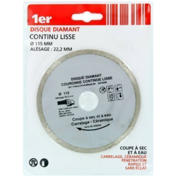 Disque Diamant Matériaux couronne continue lisse Ø115mm - 1ER