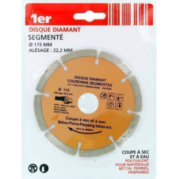 Disque diamant Matériaux couronne segmentée Ø115mm - 1ER