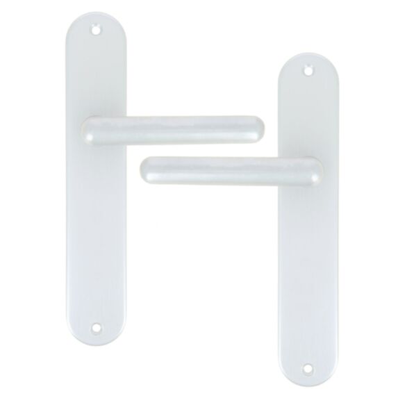Poignée de porte sur plaque bdc Thonon aluminium argent entraxe 195mm - 1ER