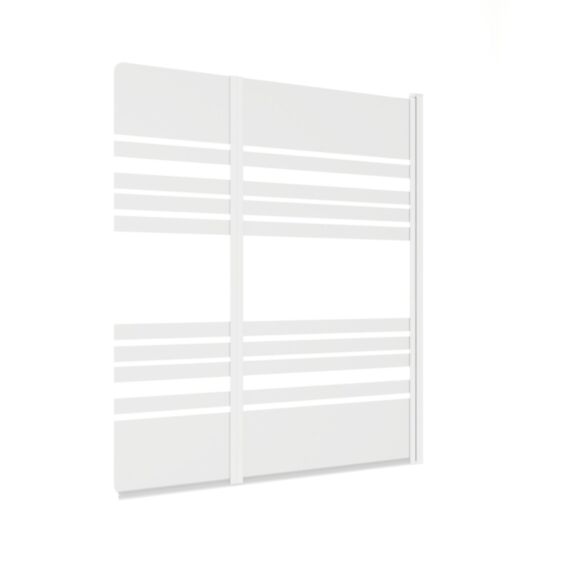 Pare baignoire 1 volet verre trempé 5mm 115x140cm lignes horizontales et profilé blanc - 1ER